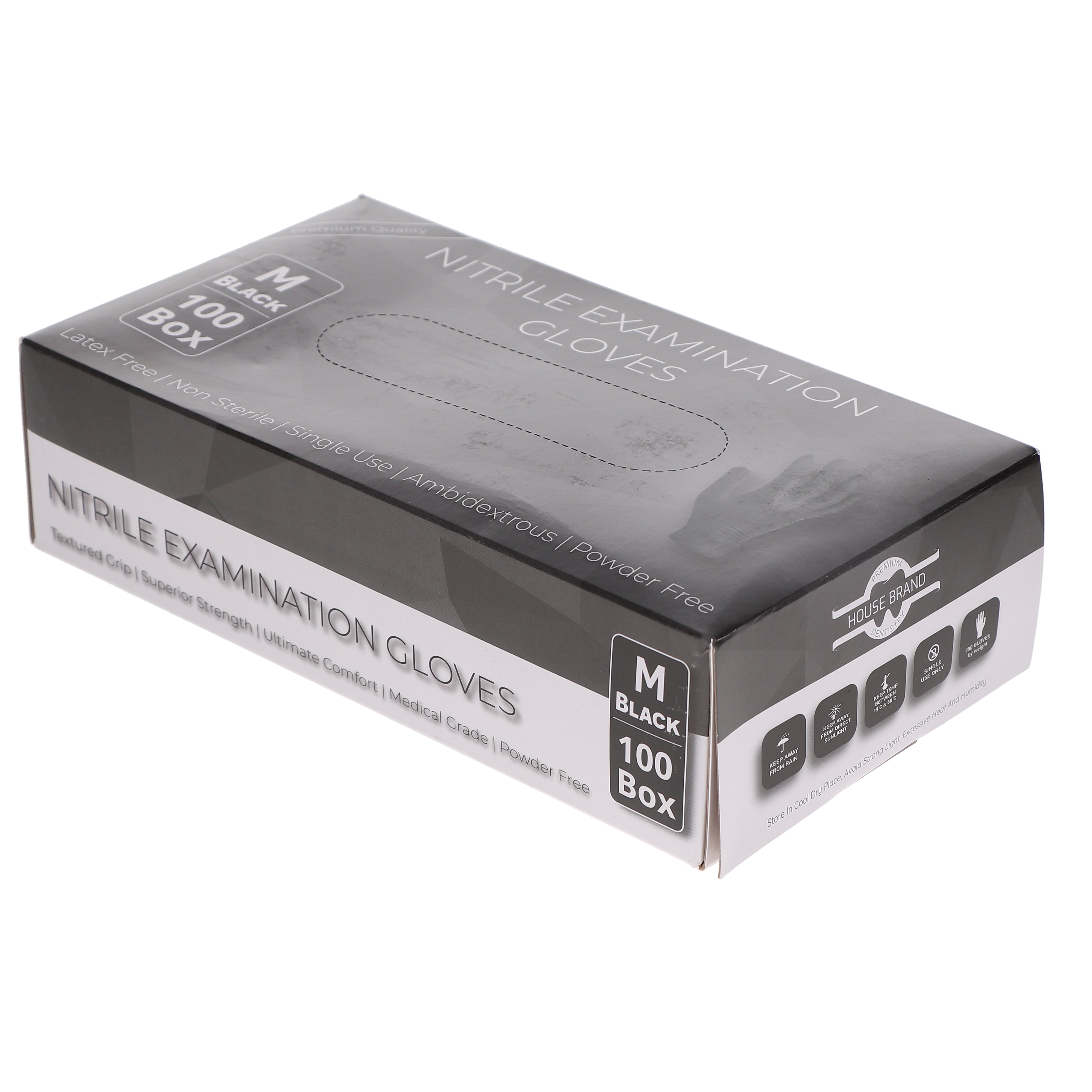 House Brand Dentistry 119142 HSB Nitrile Exam Gloves Black Medium 100/Bx House Brand Dentistry 119142 HSB Nitrile Exam Gloves Black Medium 100/Bx